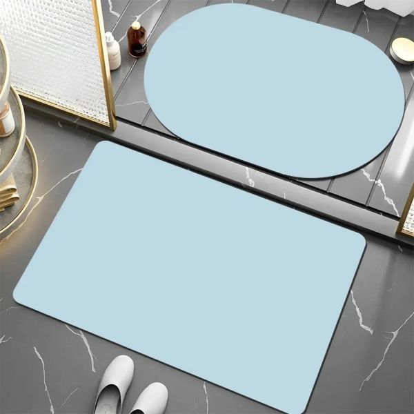 Solid Color Diatomaceous Earth Bathroom Absorbent And Non Slip Floor Mat LN1050
