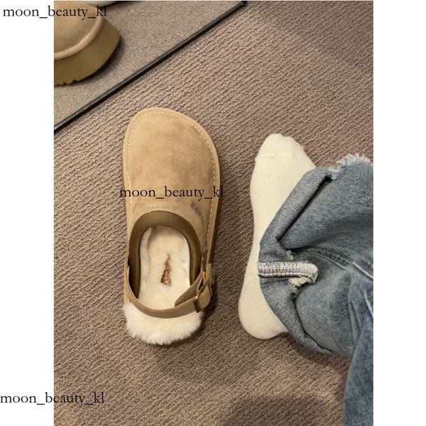 Designer Shoe Thick Soled And Plush Thick Boken Half Dragged Cotton Shoes For Women In The Autumn And Winter Of 2024, Suitable For Wearing O