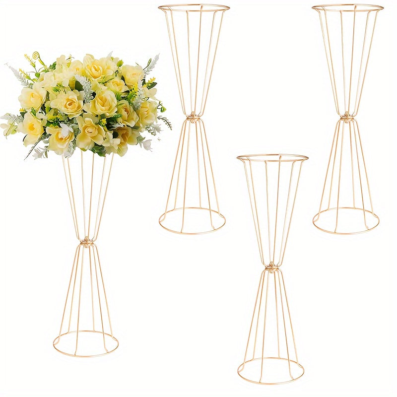 TEMU 4pcs-10pcs Tall Metal Trumpet Vase 23.6"-60cm Wedding Table Floral Center Decor Metal, Artificial Flower Display Stand For Wedding Christmas