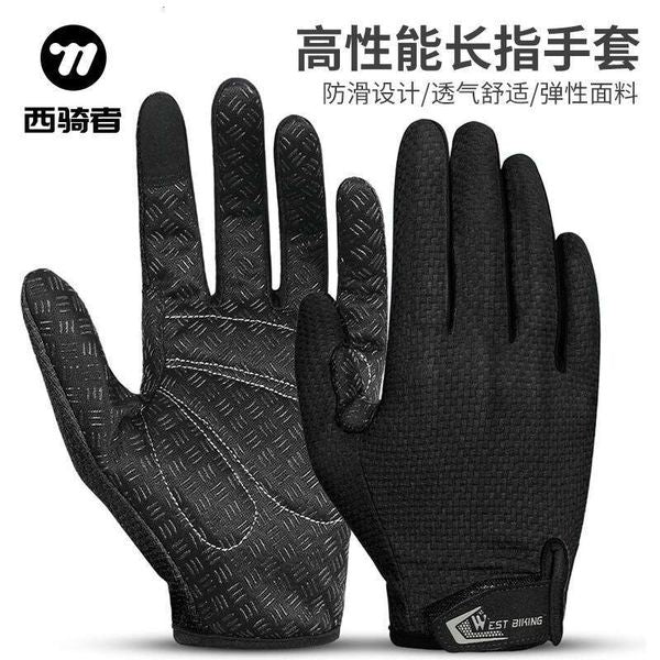 WEST BIKING Bicycle Riding Long With Shock Absorbent And Anti Slip Touch Screen Sports Full Finger Gloves Equipment