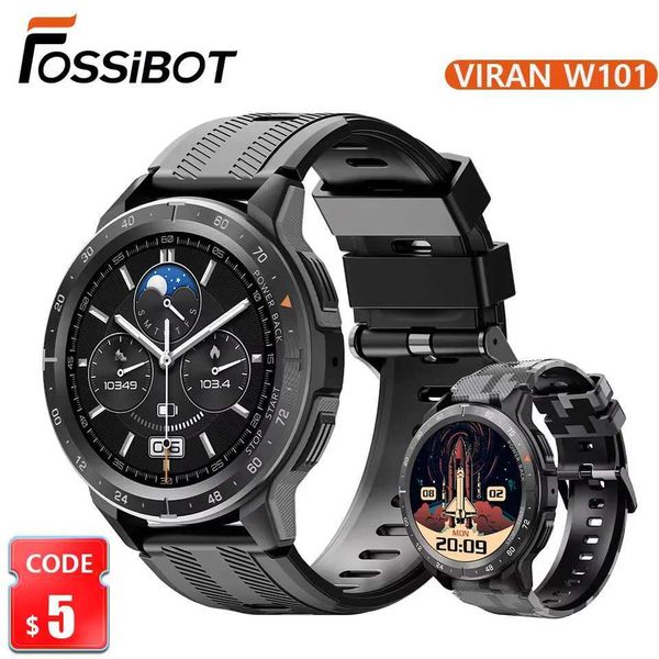 Smart Watches FOSSiBOT VIRAN W101 Smart Watch Mens Outdoor Sports Tracker Watch Waterproof 1AMT 1.43-inch AMOLED Bluetooth Call Smart Watch