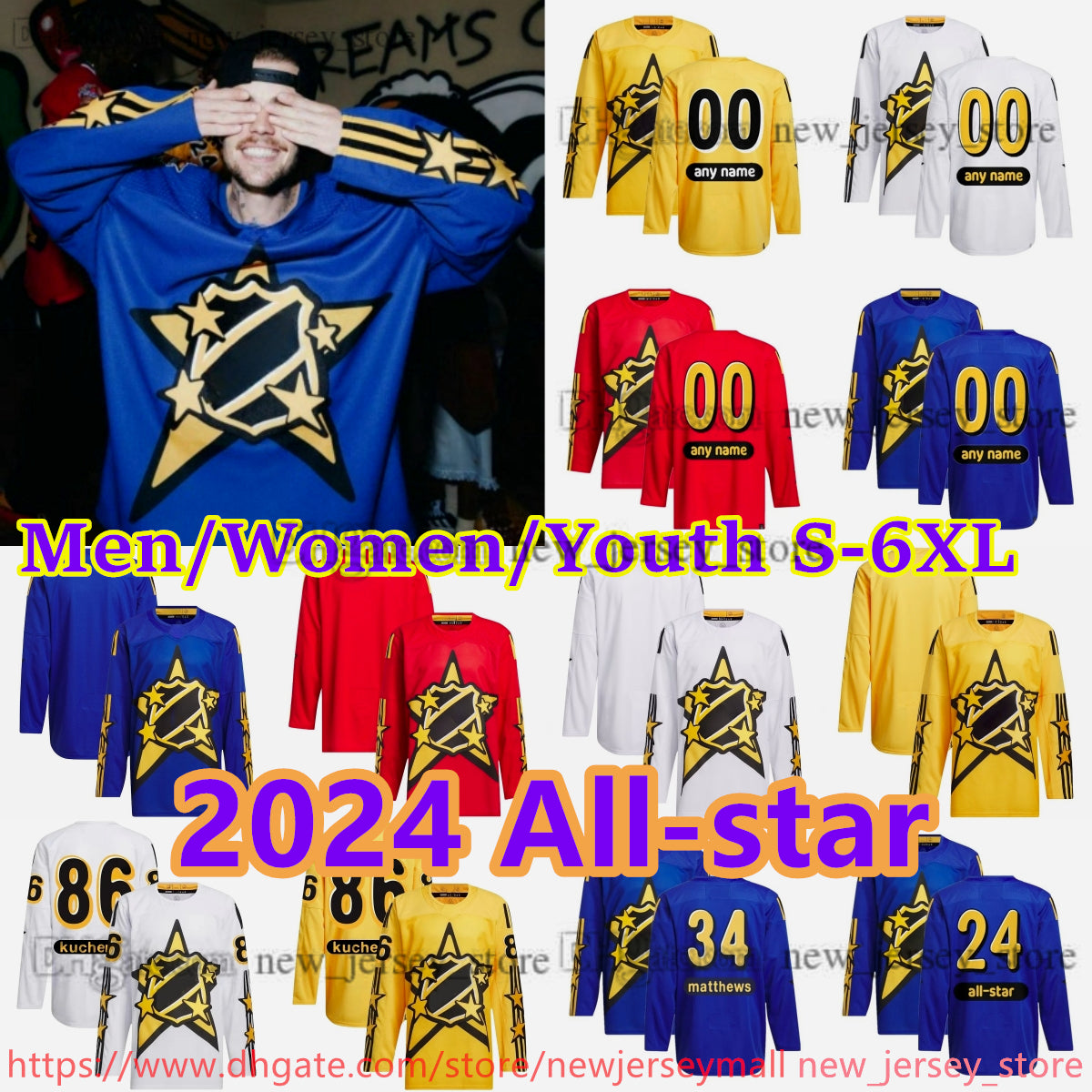 Custom 2024 All-Star Hockey 97 Connor McDavid Jersey Stitch 39 Cam Talbot 97 Kirill Kaprizov Filip Forsberg Tomas Hertl Robert Thomas Quinn Hughes J