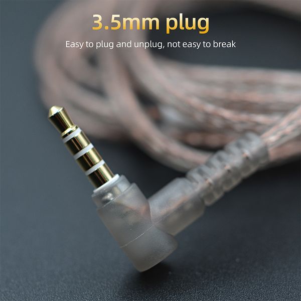 KZ Cable High Purity Oxygen Free Copper Gold Silver Plated Flat Upgrade Earphone Cable 3.5mm Plug For ZSN AS16 ZS10 ZEX EDX Pro
