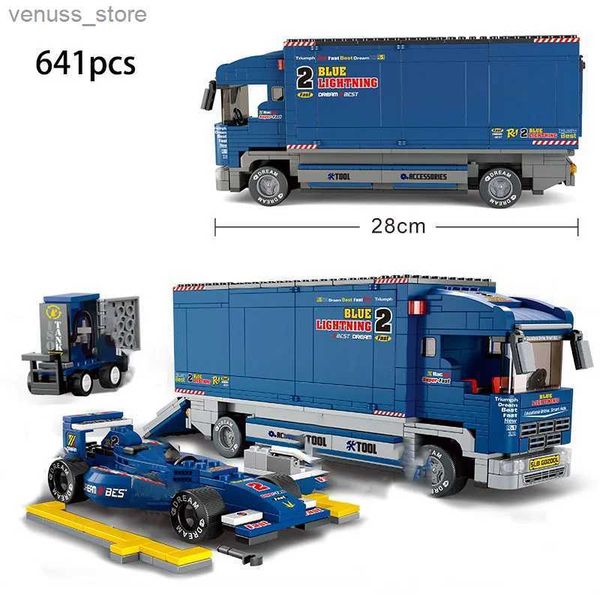 Blocks City Container Truck Vehicle Garbage Oil Tank Wash Sets Model Building Blocks Brick Kids Toys Van Carriage Compartment Kits Bus R2312