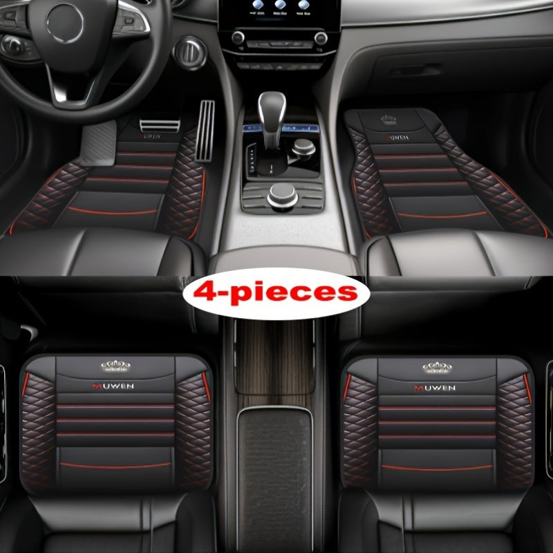 TEMU Suitable For All Car Models, 4pcs Set Black And Pattern Car Anti-slip Mats, Car Floor Mats With Anti-slip Base, Easy-to-clean Car Interior