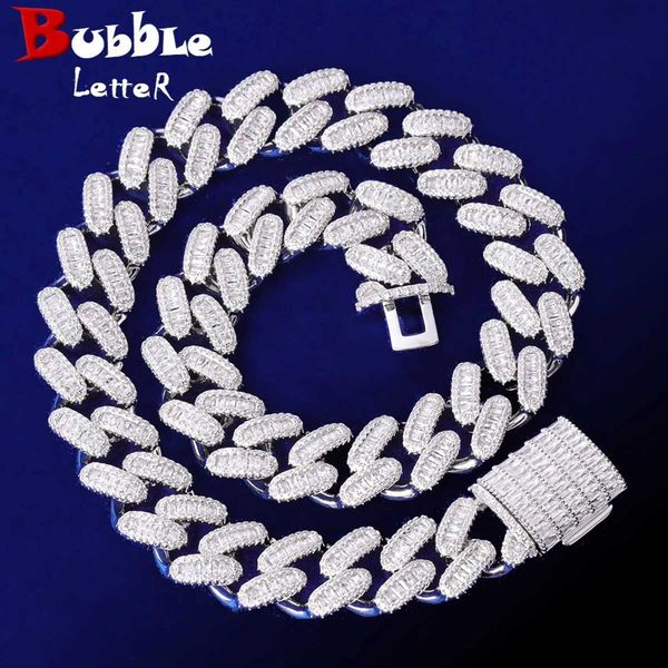 Other Bubble letter ice out 15mm Miami Kuban mens chain link mini paving fork set French bread necklace hip-hop jewelry H25111