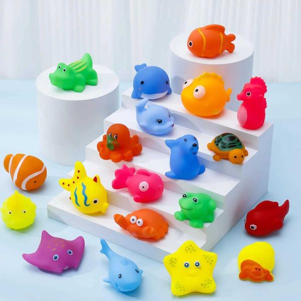 10pcs Pré -escolar Bath Toys Rubber Sea Animal