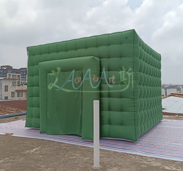 Double Layered Giant Green Inflatable Cube Tent For Wedding Party Large Marquee Inflatable Nightclub Tent