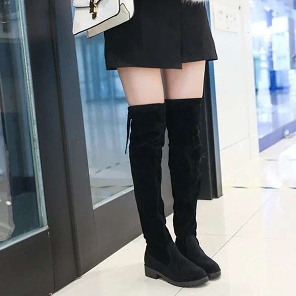 Autumn Boots Imitating Suede Trend High Heels Zipper Knee Length Versatile Solid Color Temperament Women&#039;s