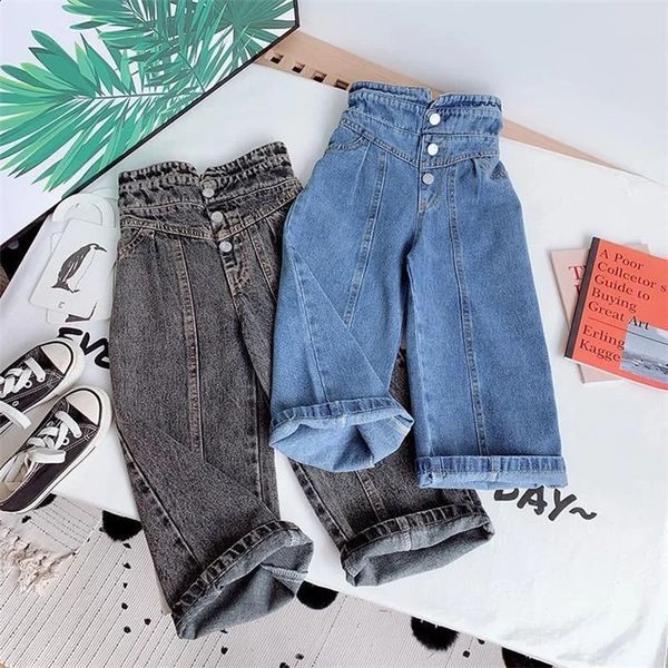 Clothing Baby Childrens Girls Pants Infant Denim Trousers Kids Girl High Waist Jean Children Straightleg Wideleg Pant ropa 250113