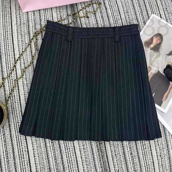 Skirts Designer Women Pleated Skirt Designer Stripe Suit Dress Summer High Waist Mini Skirt Q6F4
