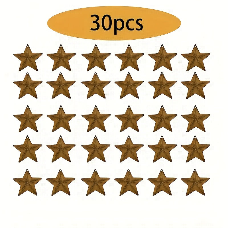 TEMU 30pcs Rustic Bronze Five-pointed Star Wall Decorations, 1.53 Inch Metal Garden Ornaments With Holes For Yard, Lawn, And Outdoor Landscaping,