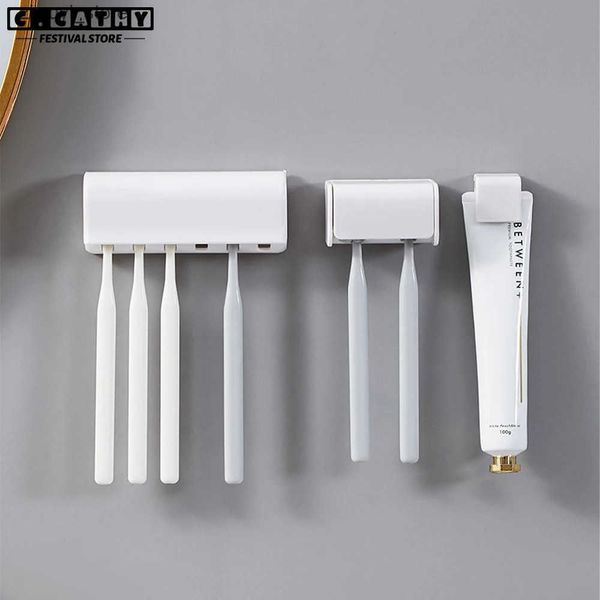 Toothbrush Holders Toothbrush holder storage trackless wall mounted household bathroom waterproof toothbrush organizer accessories L240910