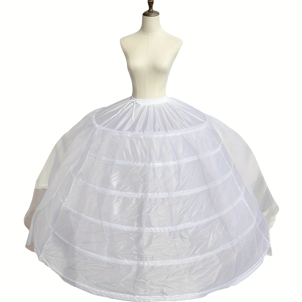 TEMU New 6 Hoops + 1 Tulle Crinoline Steel Boned Wedding Petticoat
