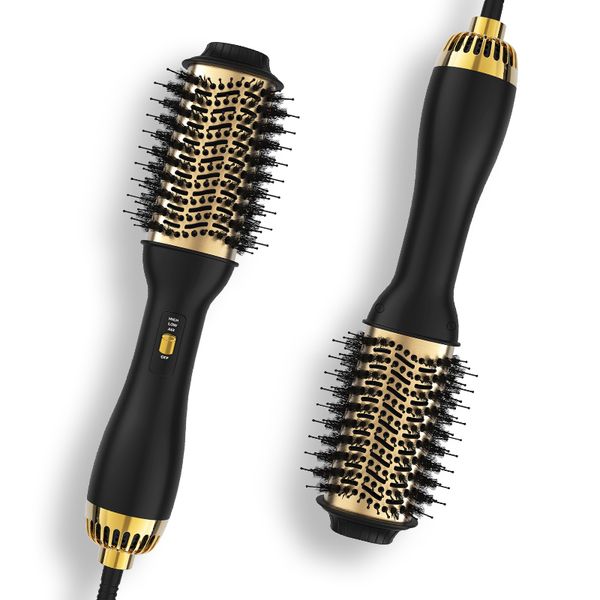 RO Elegant Black Golden Hot Air 2.0 One Step Hair And Styler Volumizer Multifunctional Blow Dryer Brush