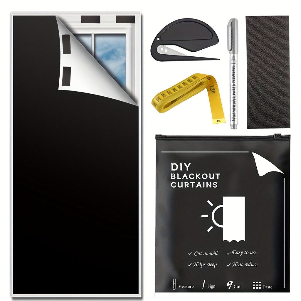 TEMU 100% Blackout Curtains For Bedroom, 118" X 57" Portable Blackout Window Cover Film, No Drilling Travel Black Out Curtains, Sun Light Blocker