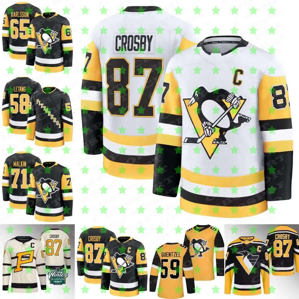 Pittsburgh Sidney Crosby Penguin 2024-25 Hockey Jerseys Evgeni Malkin Letang Erik Karlsson Lars Eller Cody Glass Vasily Ponomarev Kevin Tristan Jarr