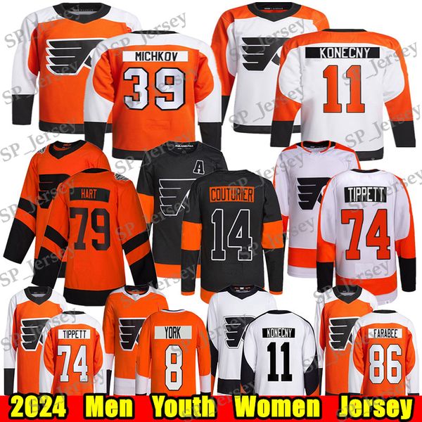 #39 Matvei Michkov Reverse Retro hockey jersey #11 Travis Konecny Owen Tippett Sean Couturier Giroux Carter Hart Jett Luchanko Eric Lindros