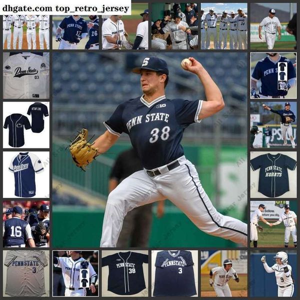 College Baseball Wears 2022 NCAA Custom Penn State Nittany Lions College Stitched Baseball Jersey 4 Tyson Cooper 40 Ben Kailher 7 Ryan Ford