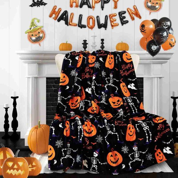 Halloween Throw Blanket for Couch Bed Halloween Fall Thanksgiving Gift Blanket Pumpkin and Ghost Print Blankets Sofa BlanketsB270712