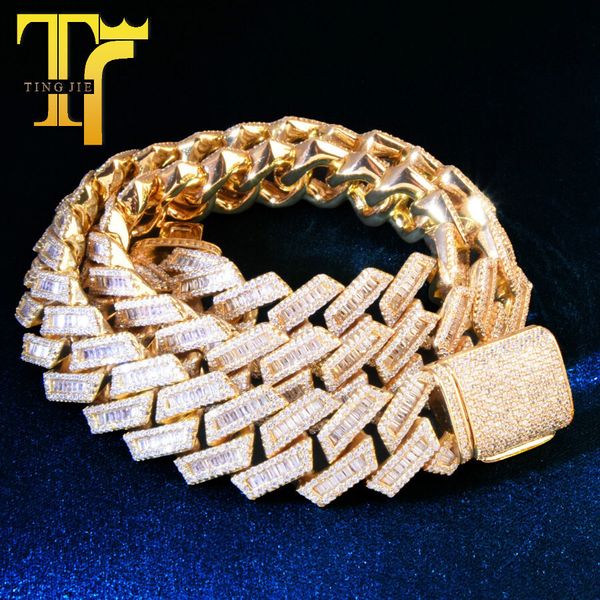 New Hip Hop Full Diamond Personalized Versatile Copper Inlaid Zircon Strip Ladder Cuban Mens Necklace