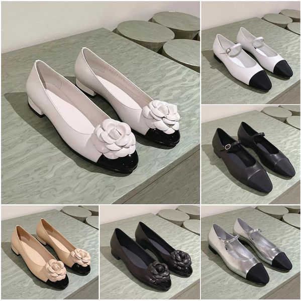 Designer women&#039;s flat shoes Luxury ballet flats floral genuine leather thick heels boat shoes wedding shoes parties and banquets dress