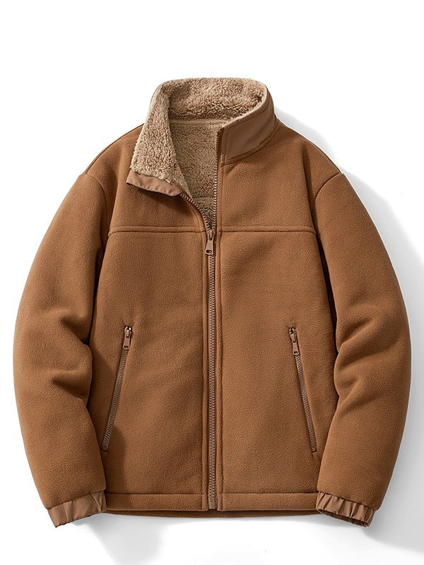 Autumn Winter Coat Tops Cold-proof Warm Fleece Thickened Stand-up Collar Fleece Jacket Men&#039;s Jacket Liner Lamb Fleece Jackets Outerwear