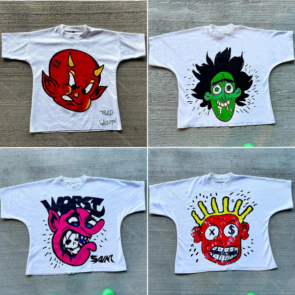 Blutosatire Boxy Y2K Summer Short Sleeve 280g weight Oversized Cartoon Graphic Print T Shirt Hip Hop Harajuku Casual Round Neck T Shirt Goth