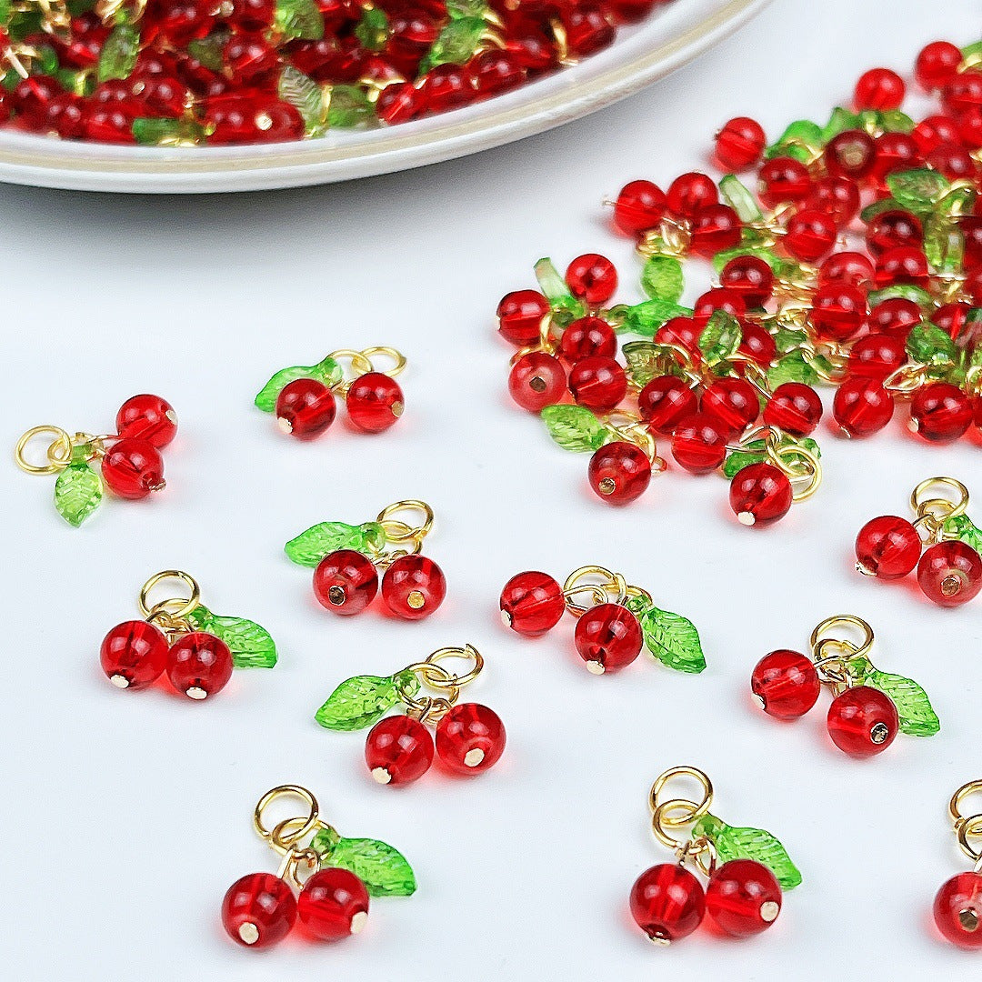 TEMU 30pcs Cherry Pendants, Charms, Red Glass Beads Jewelry Accessories, Suitable For Diy Necklace Accessories, Earring Making, Bracelet Accessories,