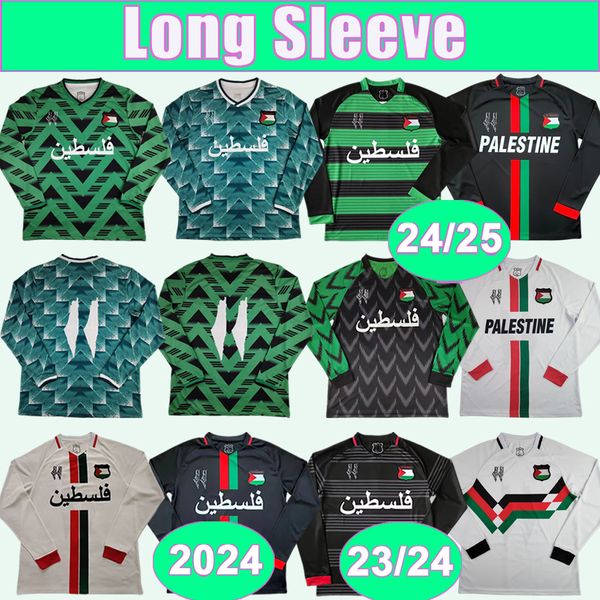 24 25 Palestine Mens Long Sleeve Soccer Jerseys National Team O. KHAROUB M. BATTAT 23 24 Special Retor Edition Foootball Shirts Adult Unifor