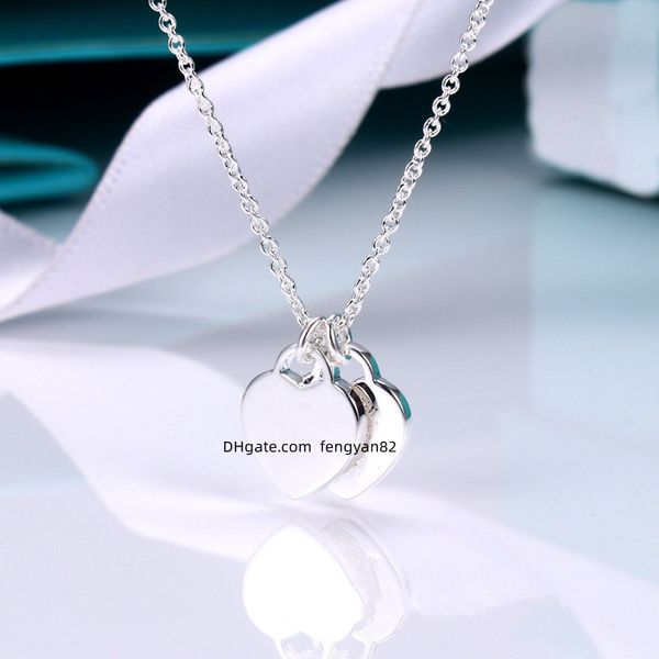 Necklaces Women Gold Double Love Necklace Valentine Day Motherday Gift Designer Jewelry Pendant Box Wholesale heart designer necklace 25