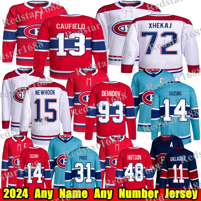 #13 Cole Caufield montreal hockey jersey #14 Nick Suzuki Lane Hutson Juraj Slafkovsky canadians jersey Brendan Gallagher Patrik Laine Carey Price Ar