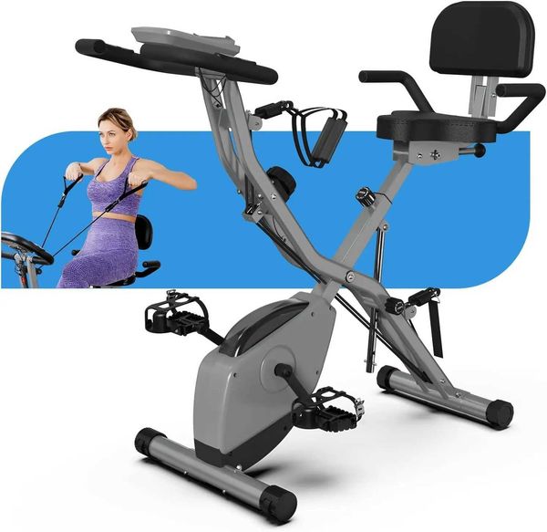 Bikes Exercise Bike for Seniors 5 IN 1 Foldable Stationary Bike with 16-Level Magnetic Resistance and Tri-Position Ride 330LBS Capac H241102