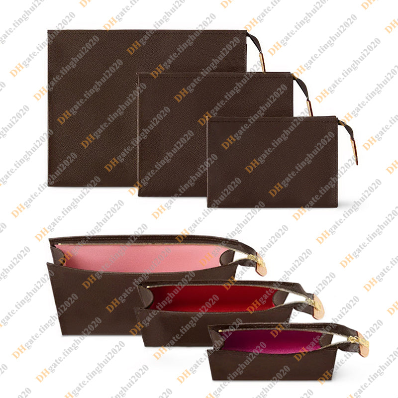 Ladies Fashion Casual Designe Luxury 3 In 1 Trio Toilet Pouch Bag Cosmetic Bag Toiletries Pouch Clutch Bag Totes Handbag Wallet TOP Mirror Quality M