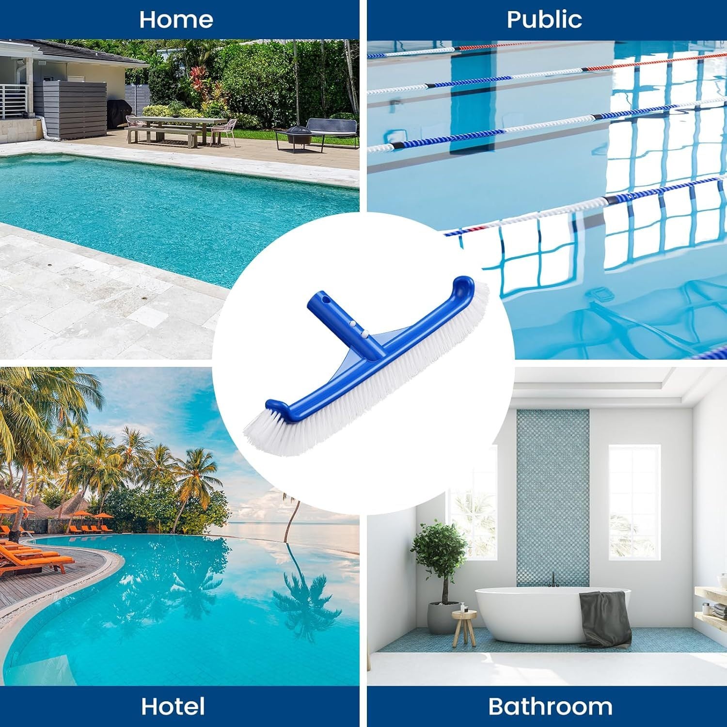 TEMU 1 Pcs 17.5'' Cleaning Brush - Strong Angled Bristles For Inground & Above Ground Pools, Ideal For Corners, Steps & Ladders