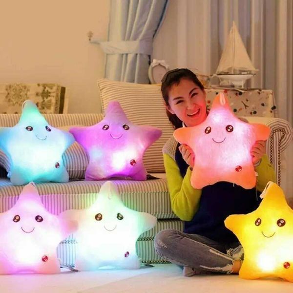 Plush Light - Up toys LED Luminous Star Throw Pillow Colorful Five-pointed Star Plush Toy Sofa Bed Cushion Waist Cushion Kids Girls Birthday