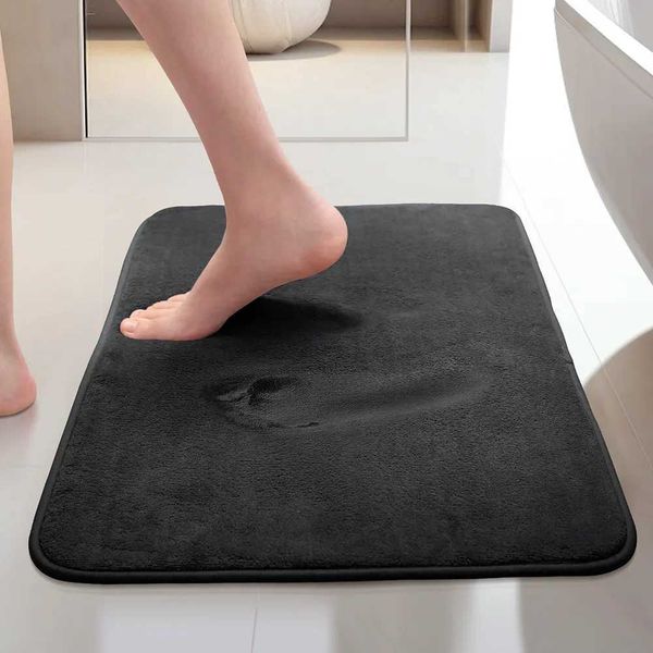 Memory Foam Bath Mats Bathroom Rug Non Slip Gray Black Soft Floors Mat Quick Absorbent Bathtub Carpet For Doormat Toilet FootpadC250102