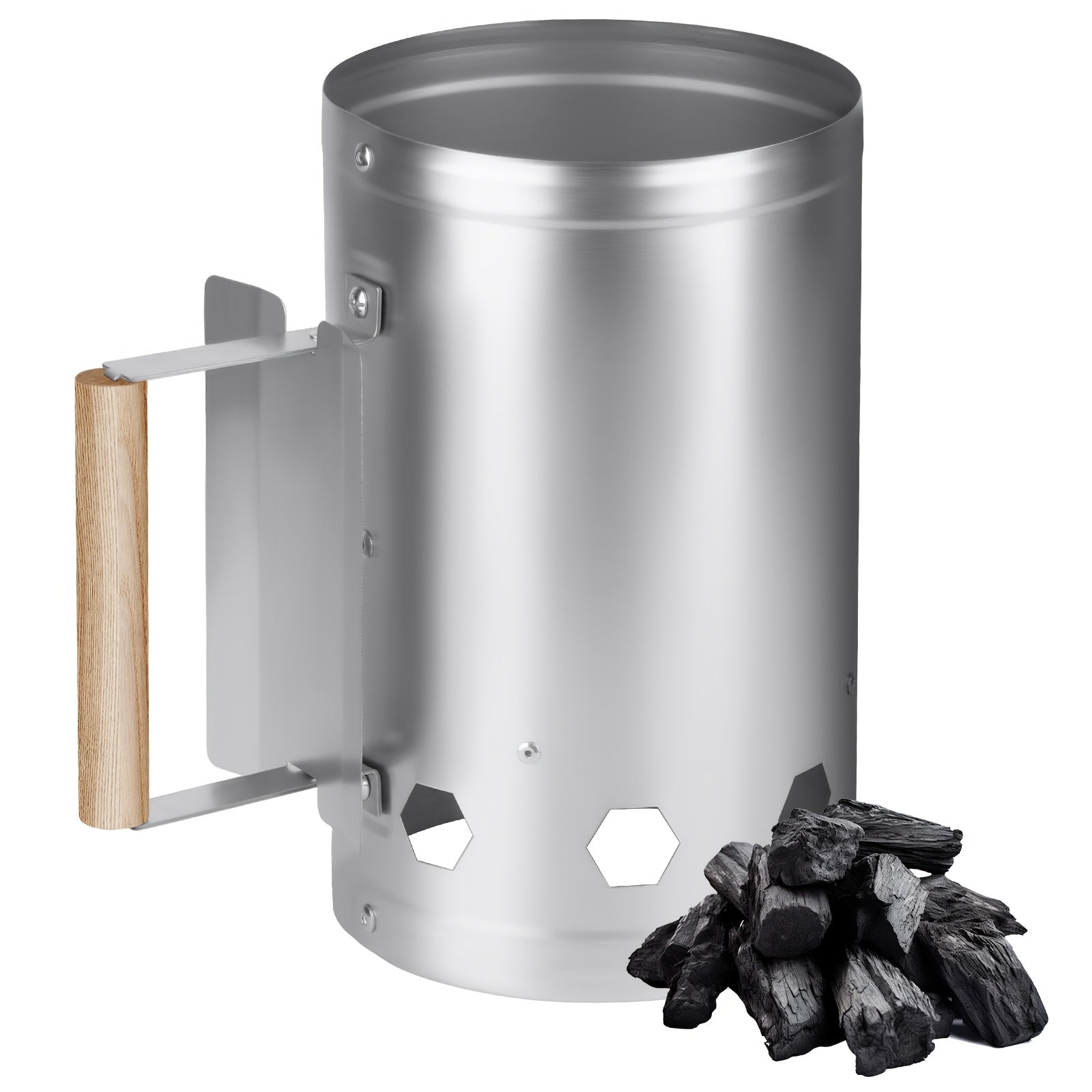 TEMU Ourcamp Large Portable Bbq Charcoal With Handle - Durable Metal Construction, Heat Distribution For Outdoor Cooking, Camping & Barbecues,