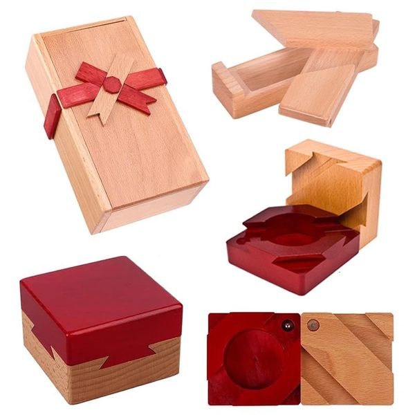 Classic Baffling Wooden Puzzle Boxes Secret Compartment Brain Teaser Games For Adults And Children Rompecabezas De Madera 240624