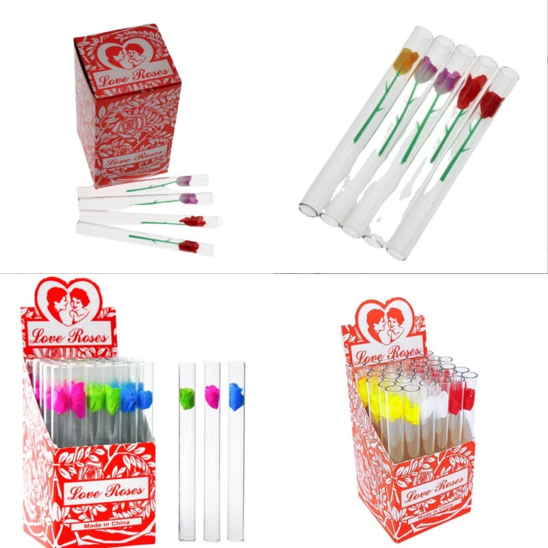 thick Love Rose Glass Pipe Tube Smoking Accessories With Flower Loverose 2 styles Oil Burner For Hookahs Bongs Hand Pipes 36pcs-box