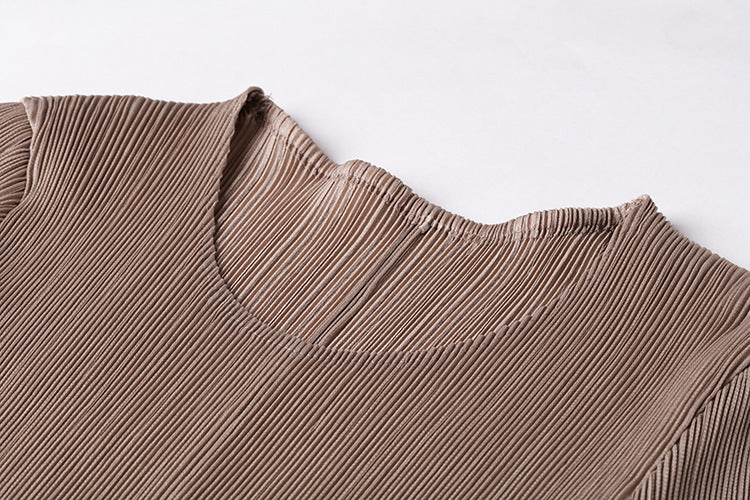 (428) Women&#039;s Miyake beaded tassel dress, loose pleated, wide swing, A-line long skirt, drapey small dress