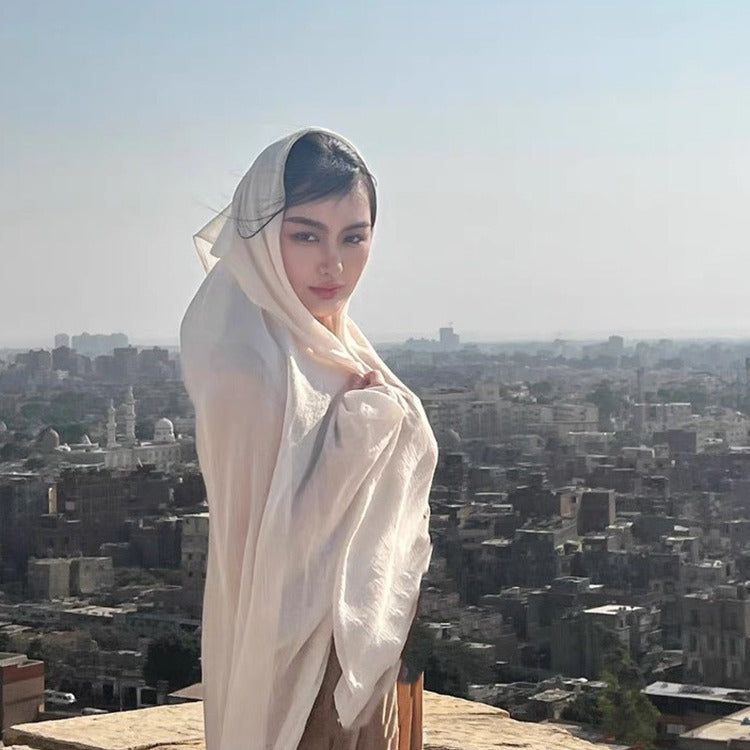 K828 Photo cotton and linen scarf desert sun protection shawl seaside travel beach Qinghai Chaka Salt Lake scarf female