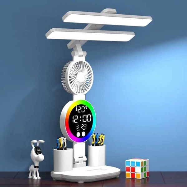 Rechargeable desk lamp for research desk lamp reading light LED desk lamp with fan LED clock display reading light X241122