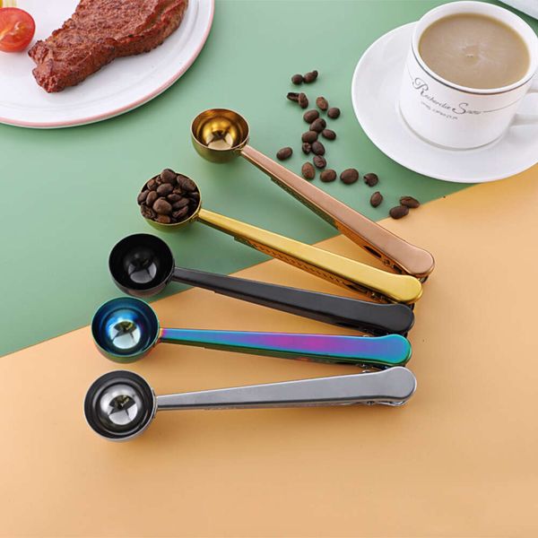 Scoop With 2 In 1 Stainless Steel Spoon And Bag For Measuring Coffee Protein Powder Instant Drin Food Seag Clip Tly059 Staless Measurg Prote