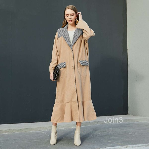 Hot selling loose plus size outerwear with feminine temperament solid color for commuting ruffled edge outerwear 200 pounds fat mm can be wo