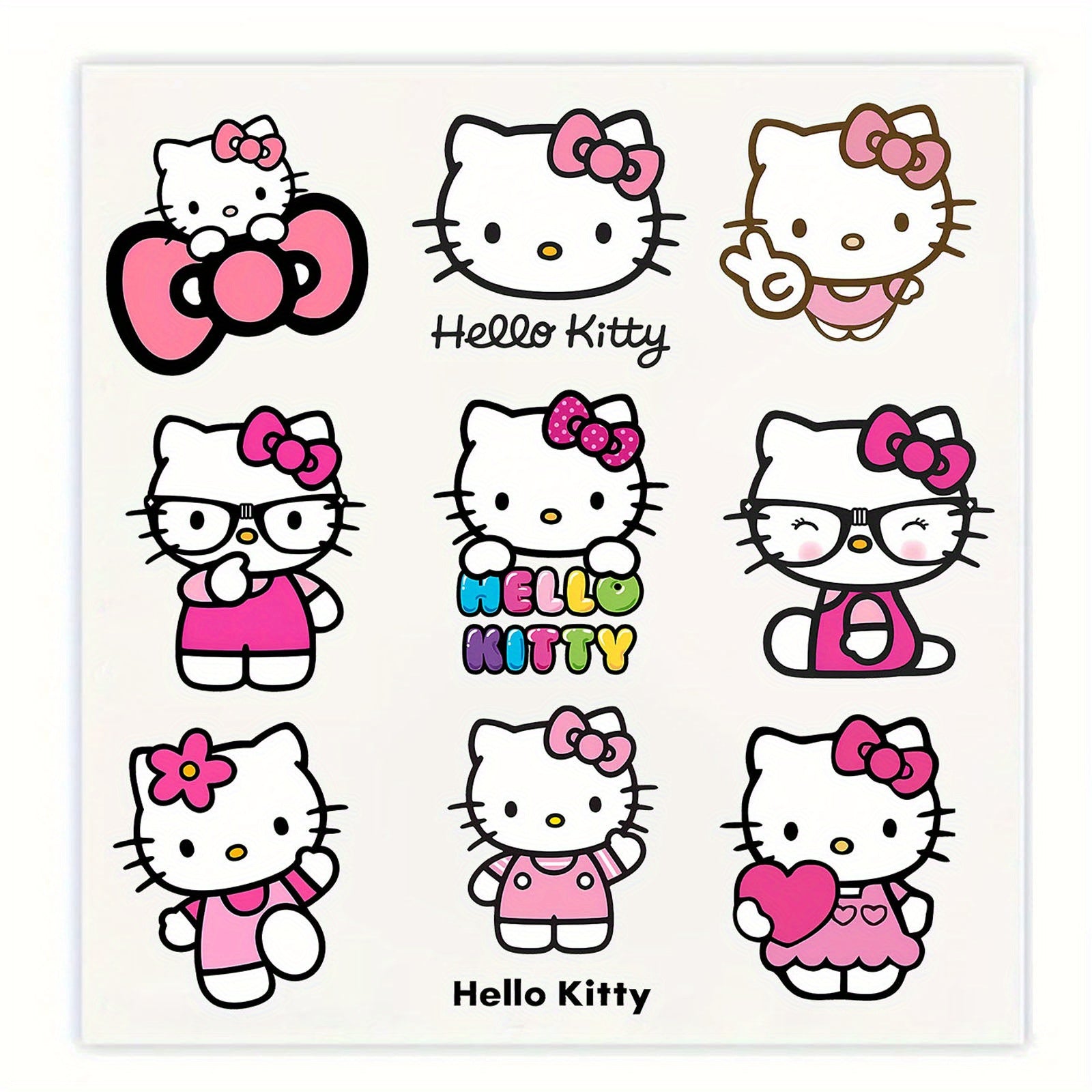 TEMU 9pcs Hello Kitty Iron-on Heat Transfer Stickers - Cute Cartoon Decals For T-shirts, Pillow Covers & Decor, Durable Pink-, Perfect Gift For Hello