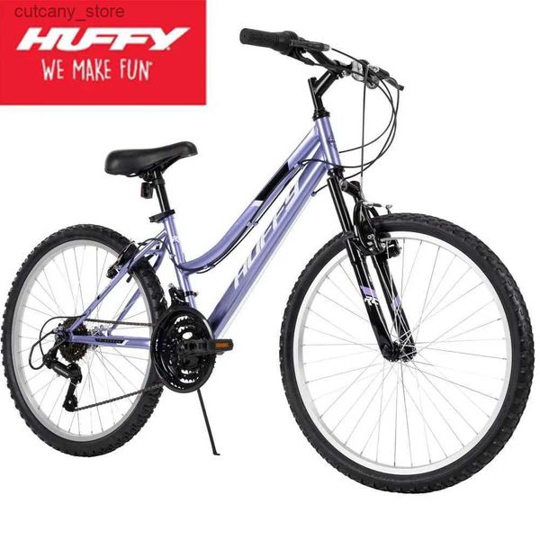 Bikes Ride-Ons 2023 New Huffy 24 Rock Creek Girls Bicyc Mountain Bike for Women L240319