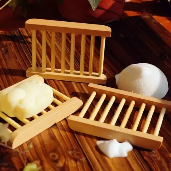 Natural Wood Tray Holder Dish Storage Bath Shower Plate Home Bathroom Wash Hot Soap Holders I