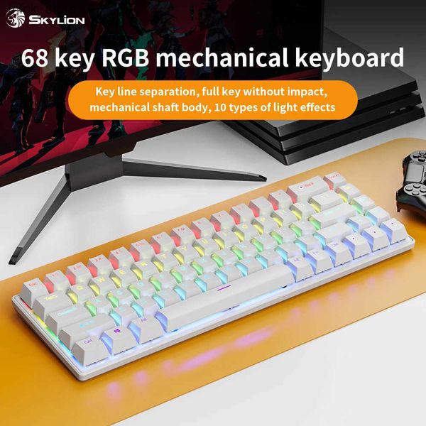 Keyboards K68 Wired Mechanical Keyboard 10Kinds of Colorful Lighting Gaming and Office For Microsoft Windows and IOS System J241204