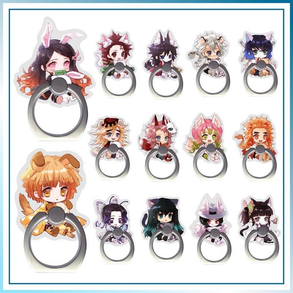 Cell Phone Accessories Creative Ring Mounts Holders Acrylic Finger Ring Buckle Bracket Mixed Anime Demon Slayer Kimetsu No Yaiba Kamado For